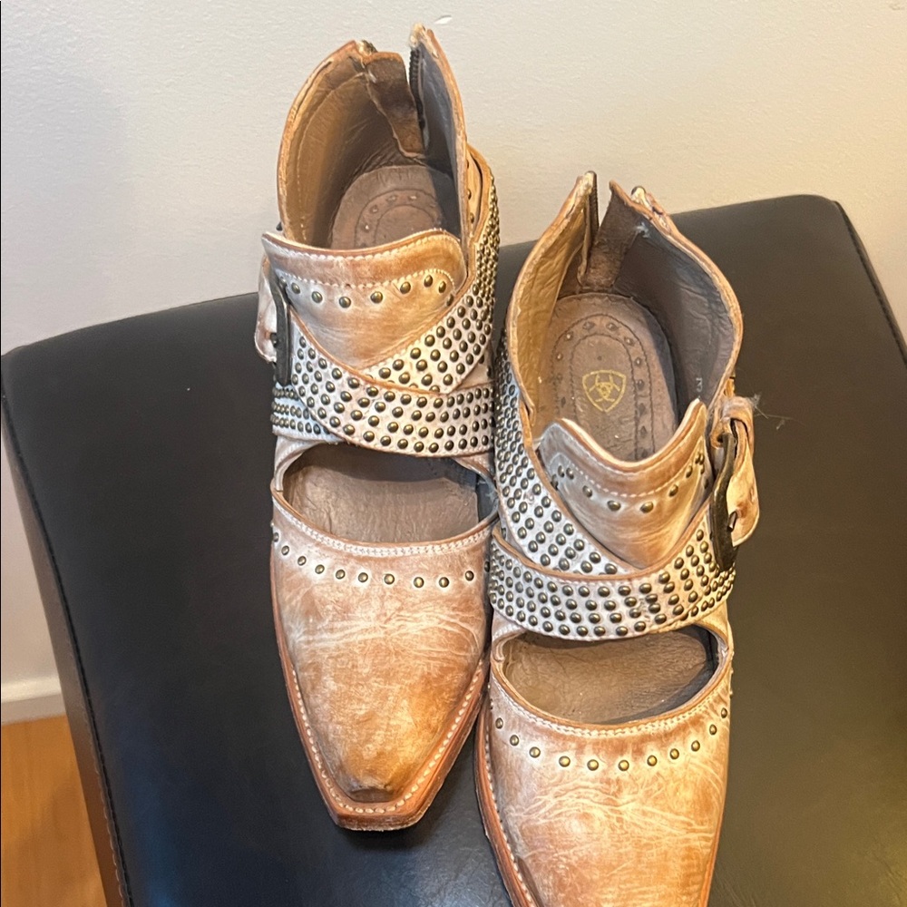 Ariat Studded Distressed Leather Ankle Boots